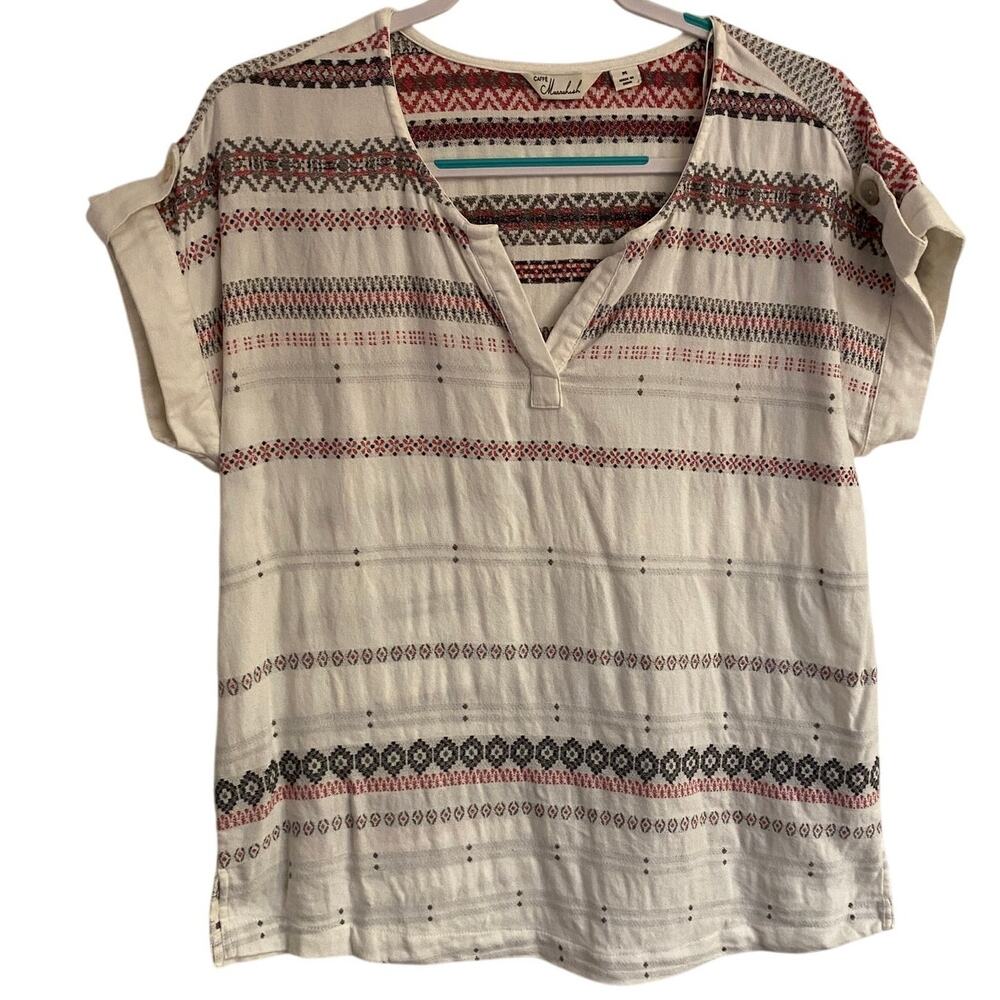 Cafe Marrakesh Cotton Blend Patterned Top Size M Work Casual - Picture 2 of 9